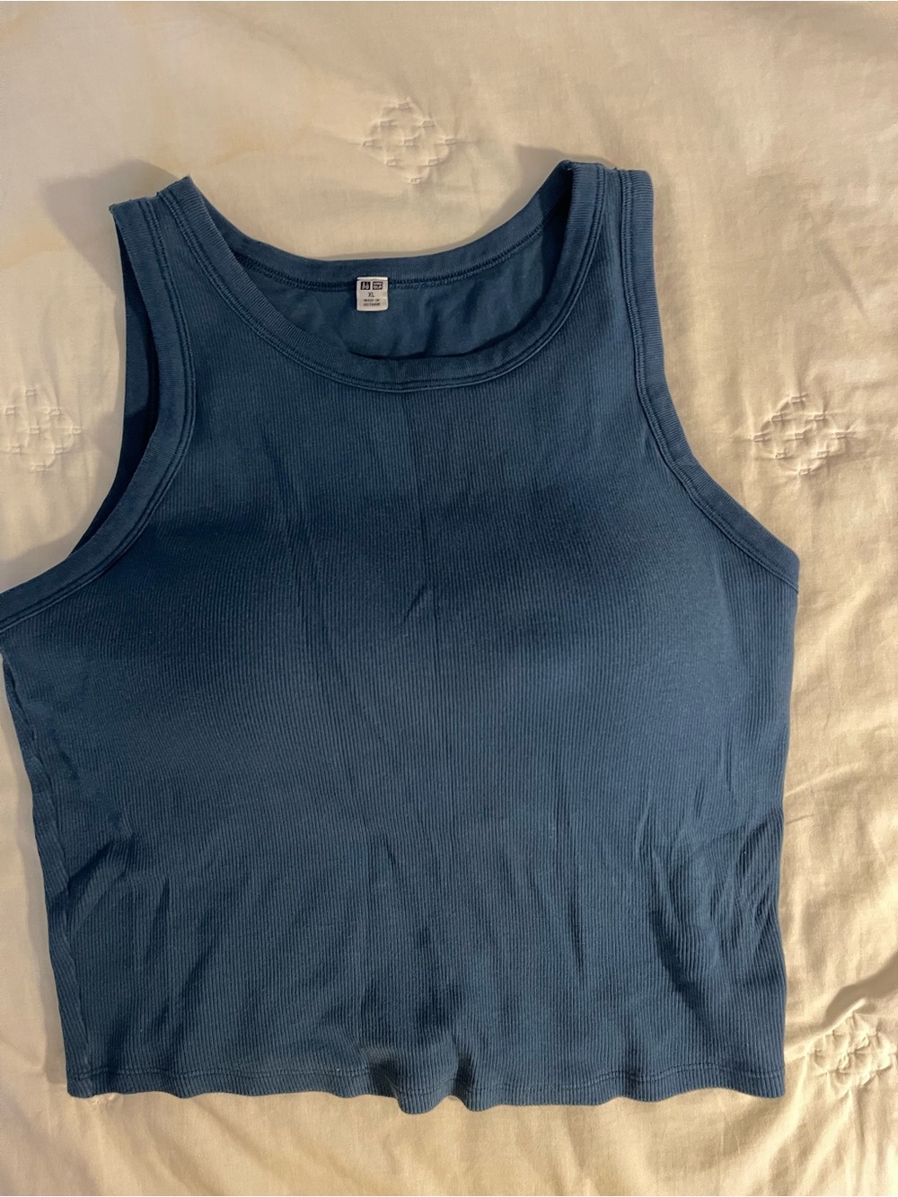 Uniqlo Navy Ribbed Cropped Bra Top